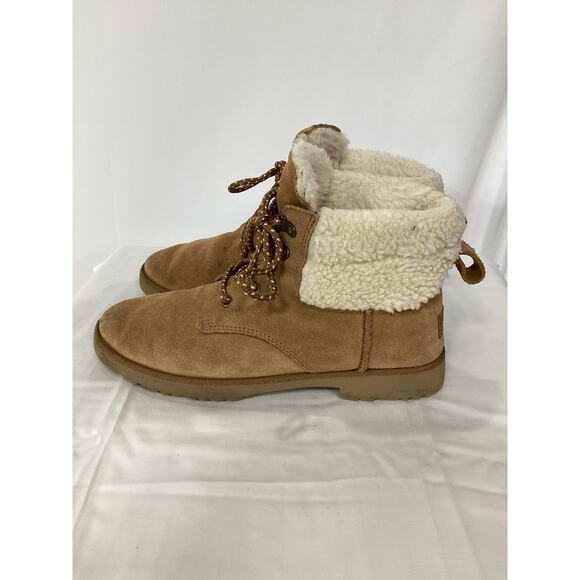 Ugg 'Romely Heritage' Brown Suede Lace Boot Size 9 - Picture 3 of 5